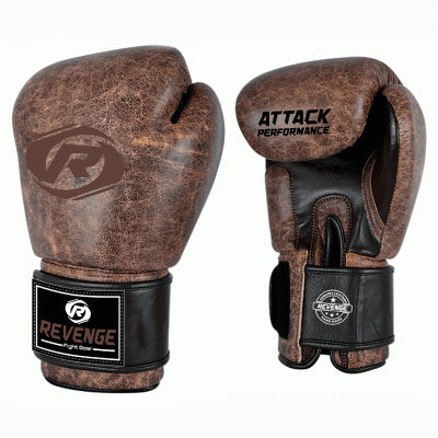 Боксерские перчатки из кожи Revenge EV-10-1033, 10 унций (коричнево-чёрные)