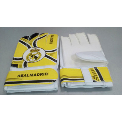 Перчатки вратарские юниорские Клубные FB-0029-09 REAL MADRID (PVC, р-р 5, черный-желтый) 