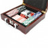 Покерный набор в дерев. кейсе-100 IG-6641 (100 фишек, 2 кол. карт, 5куб., р-р кейса 20*21*6,5см)