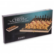 Шахматы, шашки, нарды 3 в 1 деревянные ZC039A (фигуры-дерево, р-р доски 39x39см)