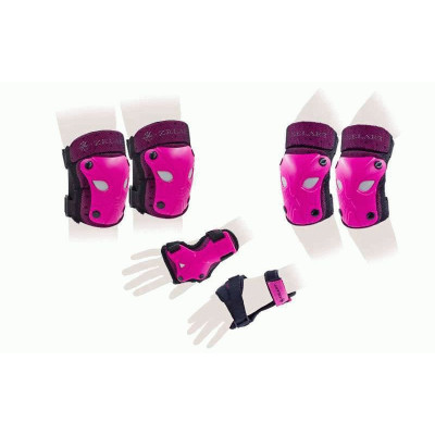 Защита спорт. наколенники, налокот., перчатки детская ZEL SK-3503P-M (р-р M-8-12лет, розовая)