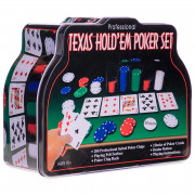 Покерный набор в метал. коробке-200 IG-1103240 (200фишек с номин,2к.карт,5к,р-р кор.20,5x25,5x9,5см