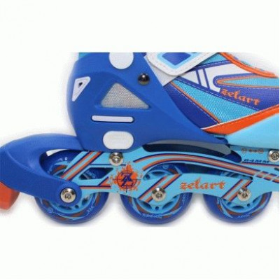 Роликовые коньки раздвижные ZEL Z-5104BO(31-34) CANDY (PL, PVC,колесо PU,алюм. рама,син-оранж)