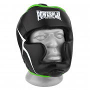 Боксерский шлем тренировочный PowerPlay 3100/PU/ черно-зеленый (S)